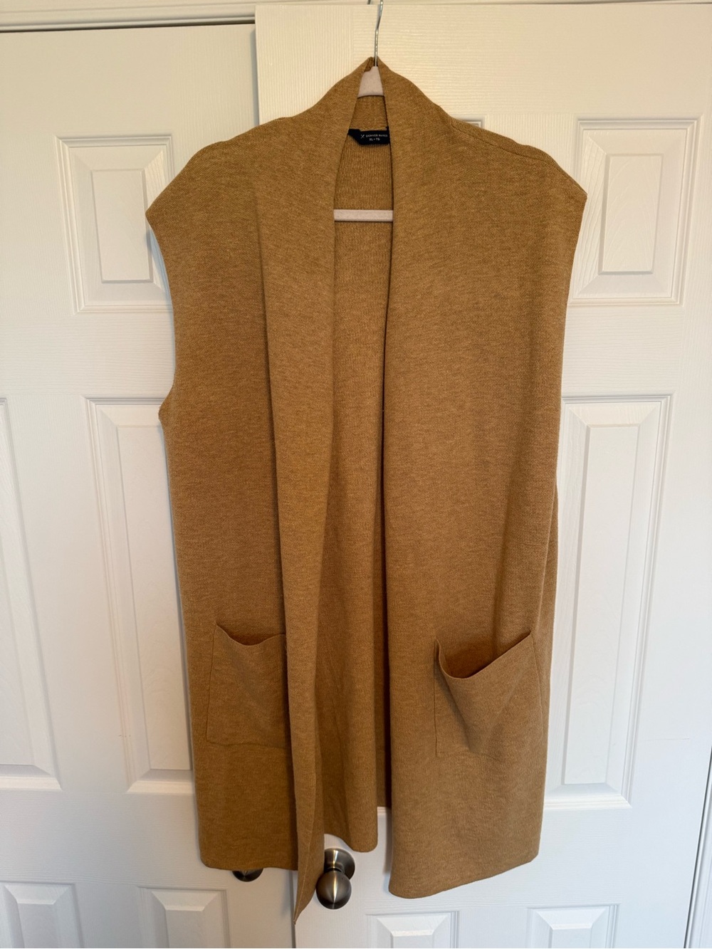 Denver Hayes Camel Open-Front Sleeveless Cardigan Vest